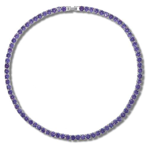 Silver Purple-46cm -Collier De Tennis Pour Femmes,En Zircon,Style Hip Hop,Bijou À La Mode,En Or Argent Ose,S'adapte Bien Au Ras