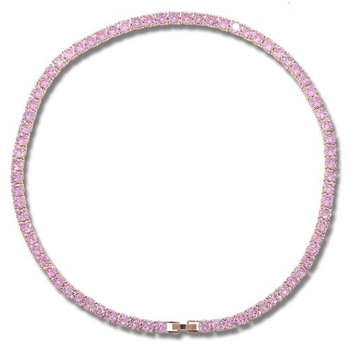 Rose Gold Pink-41cm -Collier De Tennis Pour Femmes,En Zircon,Style Hip Hop,Bijou À La Mode,En Or Argent Ose,S'adapte Bien Au Ra