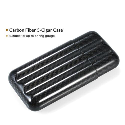 Étui noir à 3 cigares en Fiber de carbone, support de Tube de rangement pour cigares légers, humidificateur de voyage pour jusqu'à 57 cigares à jauge annulaire