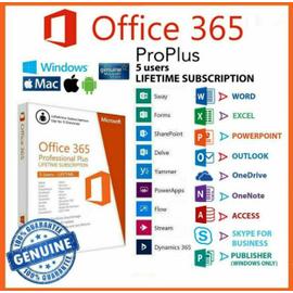 Microsoft Office 365 Pro - 5 Compte - Pc Et Mac - Licence A Vie