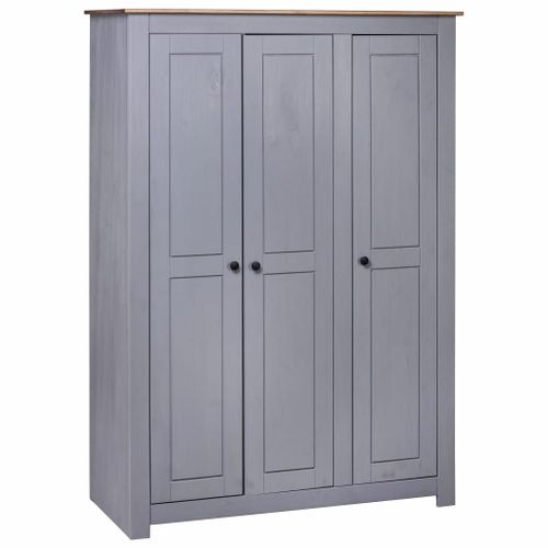 Vidaxl Garde-Robe 3 Portes Gris 118x50x171,5 Cm Pin Assortiment Panama