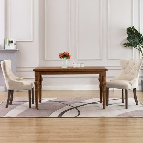 Vidaxl Chaises De Salle À Manger 2 Pcs Beige Tissu