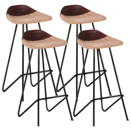 Vidaxl Tabourets De Bar 4 Pcs Marron Cuir Véritable