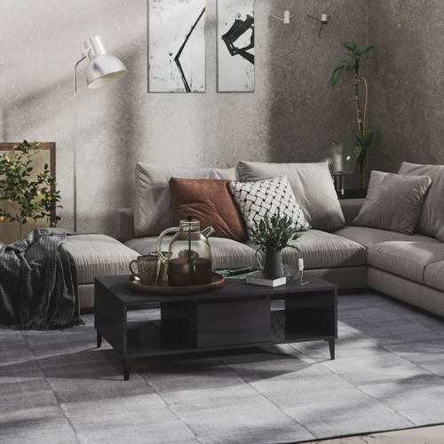 Vidaxl Table Basse Gris Brillant 103,5x60x35 Cm Bois D'ingénierie