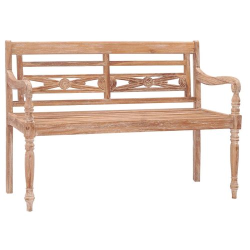 Vidaxl Banc Batavia 120 Cm Huilé En Blanc Bois De Teck Solide
