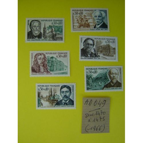 Ad/049 *Serie De 6 Timbres Neufs France 1966 *N° 1470 À 1475