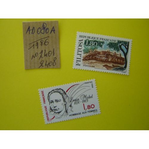 Ad/080a *Lotde 2 Timbres Neufs France 1966 *N° 2401 /2408 * Filitosa(Corse) /Louise Michel