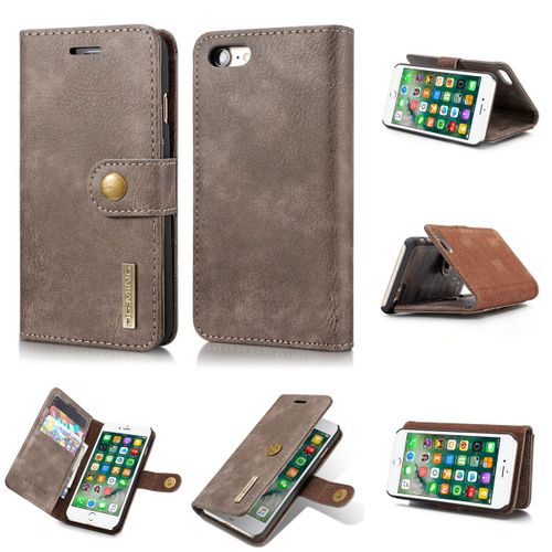 Coque Iphone 8,Etui Iphone 8,Etui Housse De Protection Magnétique À Deux Volets Iphone 8,Portefeuille Etui En Cuir Pu Premium Portefeuille Housse Pour Iphone 8,Gris