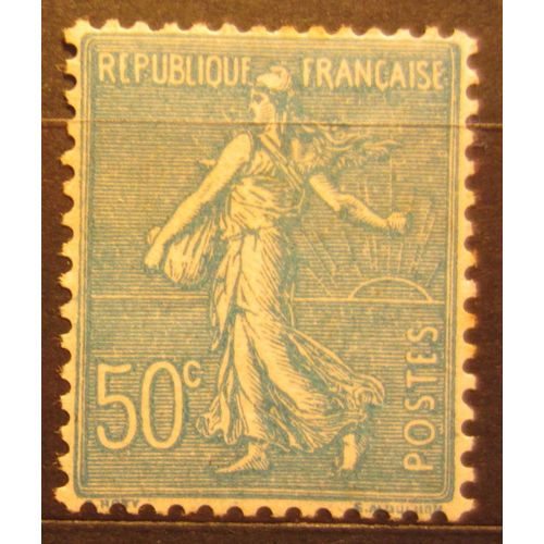 Timbre France 1921 Yvert Et Tellier N°161 Semeuse Lignée 50c. Bleu Bon Centrage Neuf** Gomme Intacte