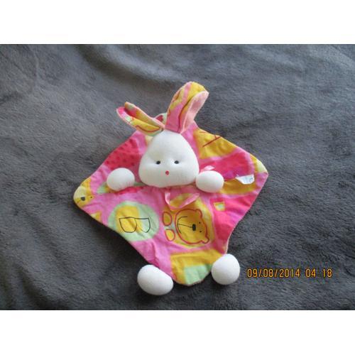 Doudou Plat Lapin Multicolore Atelier Imagine