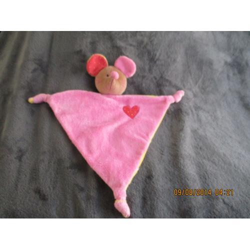 Doudou Plat Triangle Souris Rose Imprimé Coeur Rouge Créative Toys