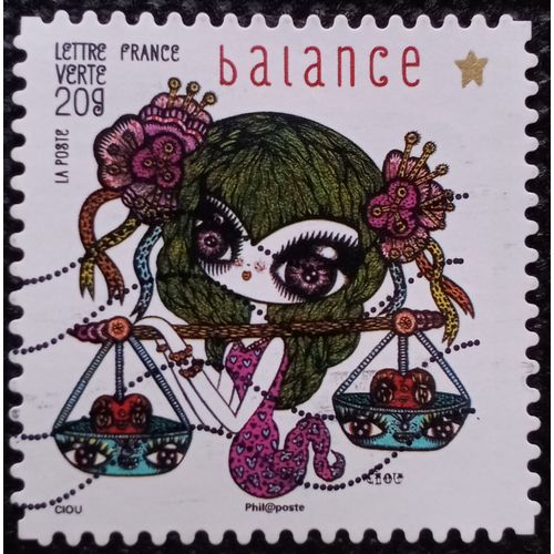 France 2013 Timbre Oblitéré Yt 947 - Balance - Carnet Féerie Astrologique
