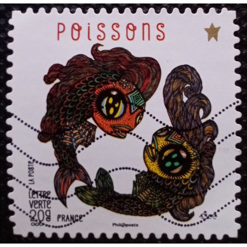 France 2013 Timbre Oblitéré Yt 962 - Poissons - Carnet Féerie Astrologique