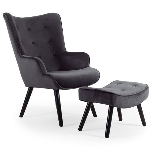 Paris Prix - Fauteuil & Pouf Scandinave "Nomi" 100cm Noir