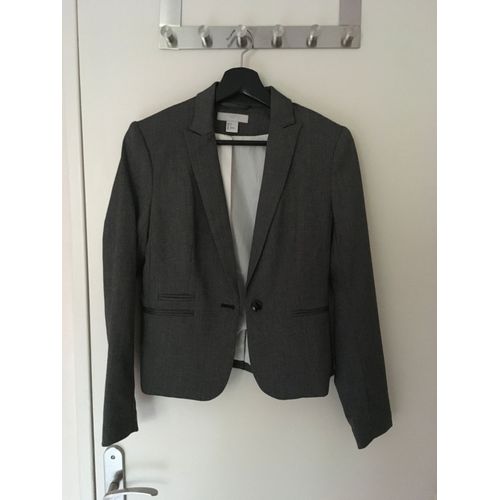 Veste Tailleur Rayé Grise