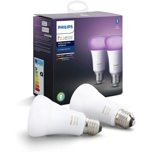 Ampoules Led Connectées White & Color Ambiance E27 Compatible Bluetooth Avec Fonctionne Avec Alexa Pack De 2 [Classe Énergétique A+]