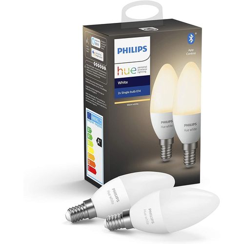 Ampoules Led Connectées White E14 Compatible Bluetooth Avec Fonctionne Avec Alexa - Pack De 2 Ampoules Blanc [Classe Énergétique A+]