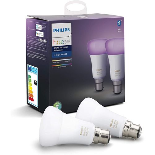 Ampoules Led Connectées White & Color Ambiance B22 Compatible Bluetooth Avec Fonctionne Avec Alexa Pack De 2 [Classe Énergétique A+]