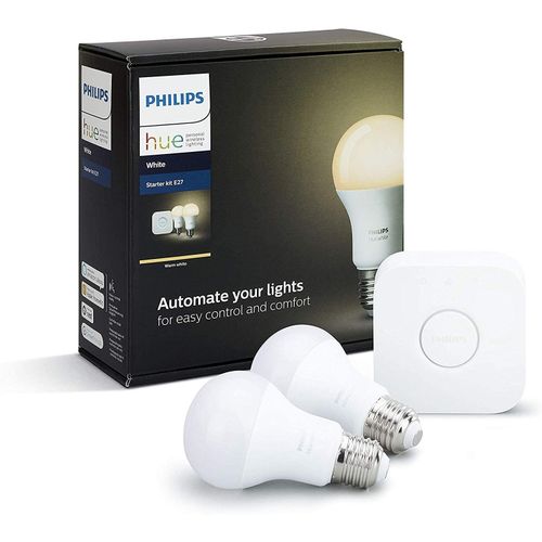Kit De De 2 Ampoules Led Connectée + Pont De Connexion E27 Plastique Blanc 9,5 W [Classe Énergétique A+]