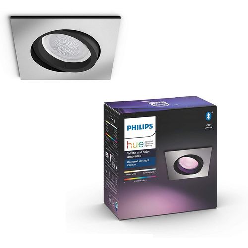 Spot Centura Encastré Carré Aluminium Compatible Bluetooth, Fonctionne Avec Alexa [Classe Énergétique A+]