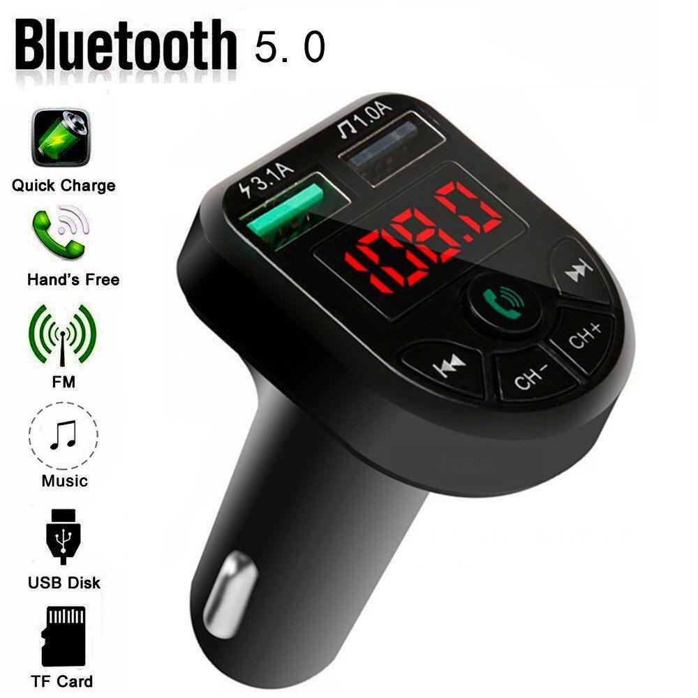 Transmetteur FM Bluetooth, Adaptateur Bluetooth 5.0 Voiture avec Port de  Charge Rapide QC 3.0, Allume Cigare Bluetooth Double USB Support Appel Main  Libre/Clé USB 