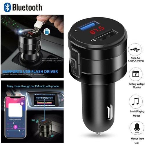 Bluetooth Transmetteur FM Lecteur MP3 voiture double USB Chargeur Adaptateur secteur Kit Mains Libres pour la voiture DVR Black Radio 
