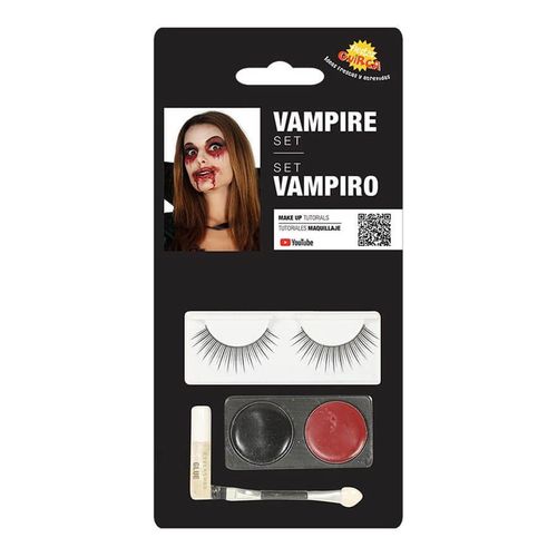 Kit Maquillage Vampire: Noire Et Rouge, Cils, Colle Et Pinceau
