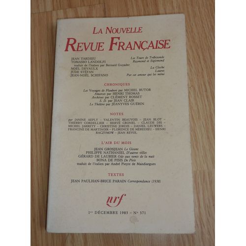 La Nouvelle Revue Française, Décembre 1983, N° 371