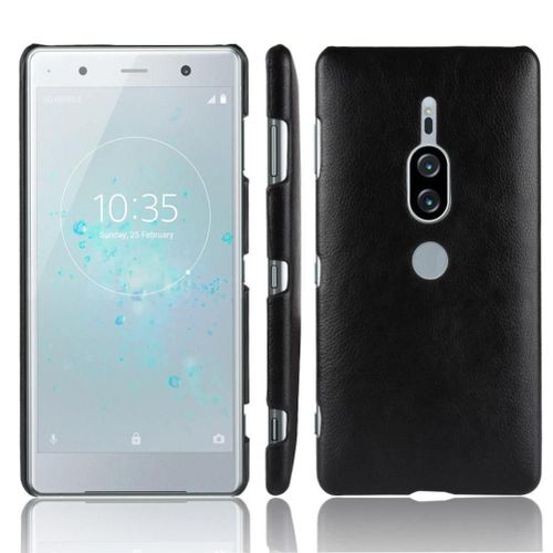 Rétro Étui Pour Sony Xperia Xz2 Premium Rétro Compatibilité Housse De Protection Anti Éraflure Modèle De Litchi - Noir
