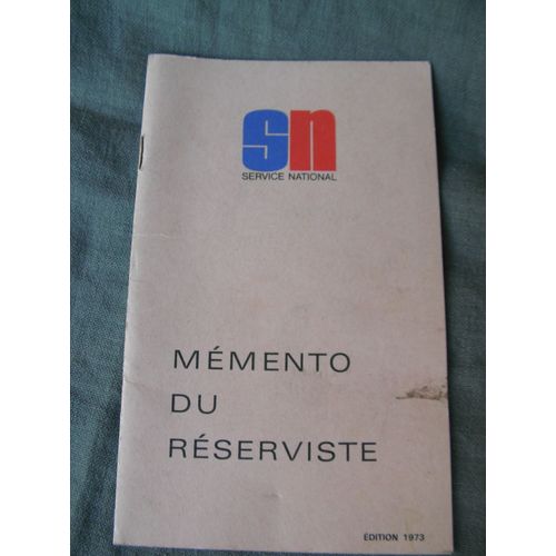 Ww2/Postwar France Livret " Mémento Du Réserviste Service National Édition 1973 "