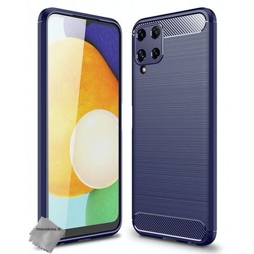 Housse Etui Coque Silicone Gel Carbone Pour Samsung Galaxy A22 4g + Film Ecran - Bleu Fonce