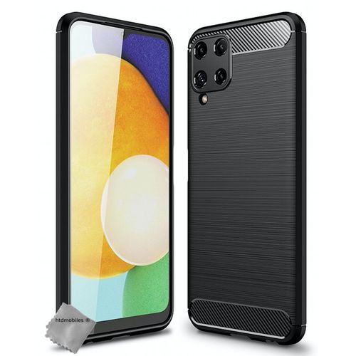 Housse Etui Coque Silicone Gel Carbone Pour Samsung Galaxy A22 4g + Verre Trempe - Noir