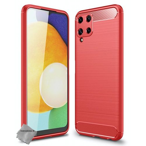 Housse Etui Coque Silicone Gel Carbone Pour Samsung Galaxy A22 4g + Verre Trempe - Rouge