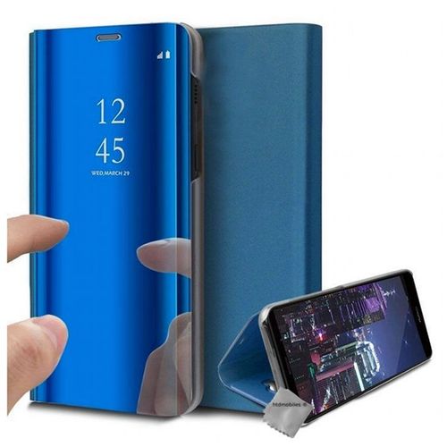 Housse Etui Coque Portefeuille Clear View Pour Xiaomi Redmi Note 10 5g + Film Ecran - Bleu