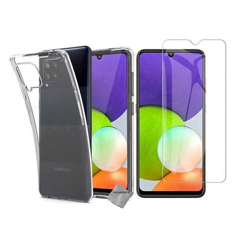 Housse Etui Coque Silicone Gel Samsung Galaxy A22 4g + Verre Trempe Transparent Tpu