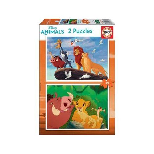 Coffret De 2 Puzzles 48 Pieces Roi Lion : Simba Timon Pumba Mufasa - Puzzle Educa Disney Enfant