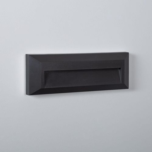 Balise Led Extérieure 2w En Saillie Au Mur Rectangulaire Élide Noire Blanc Chaud 2700k