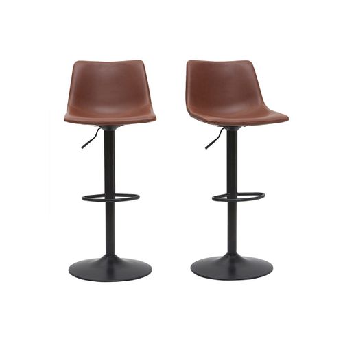 Tabourets De Bar Vintage Réglables Pivotants Marron Clair (Lot De 2) New Rock