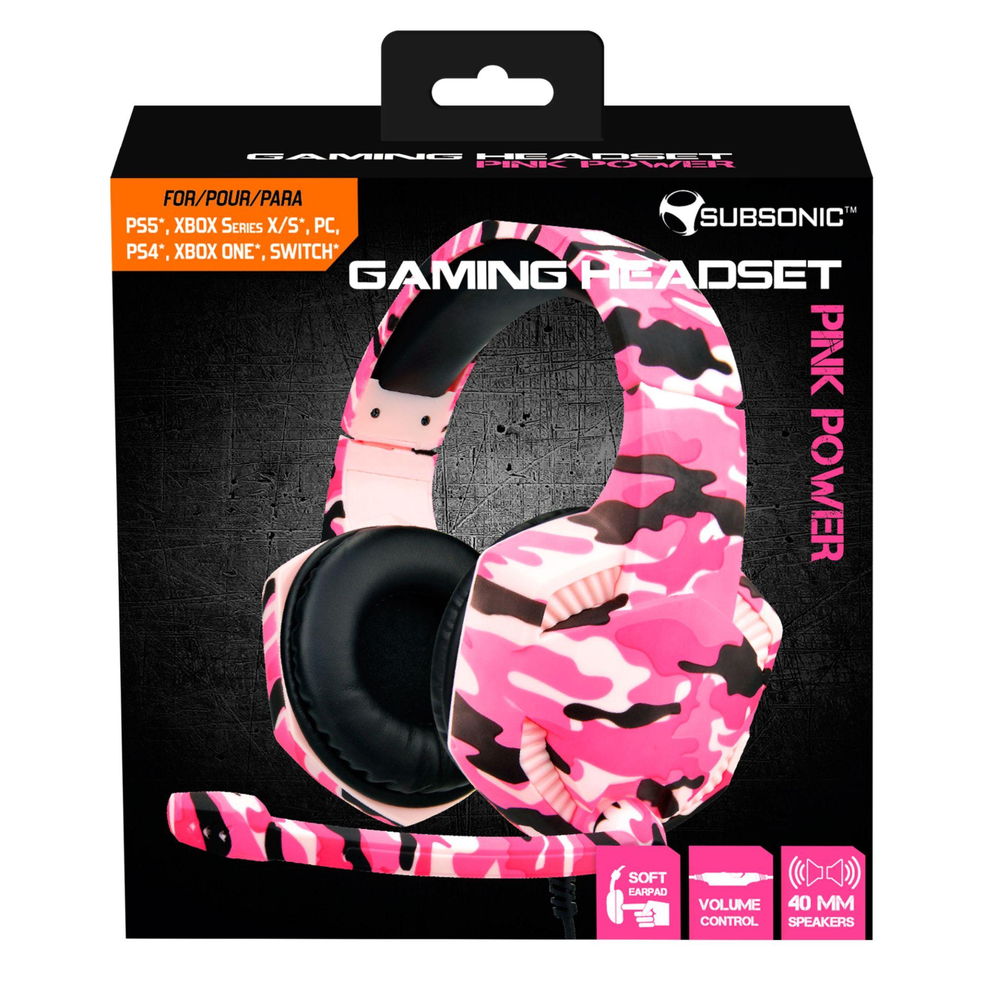 Casque Gaming Pink Power Avec Micro Pour Ps5 / Ps4 / Xbox One / Serie X/S /  Pc / Switch