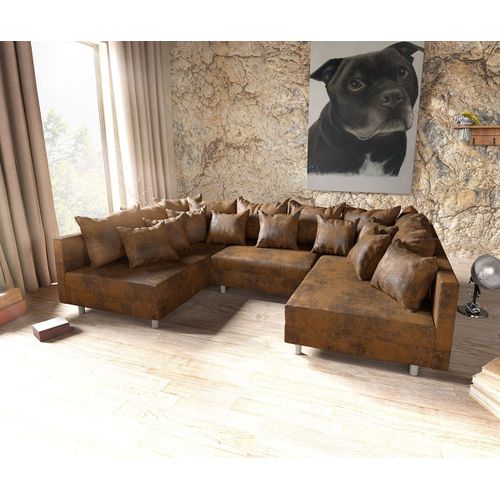 Canapé Clovis Marron Aspect Antique Salon Canapé Modulaire
