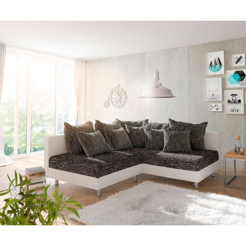 Canapé-Angle Clovis Blanc Noir Ottoman Droite Canapé D'angle Canapé Modulaire