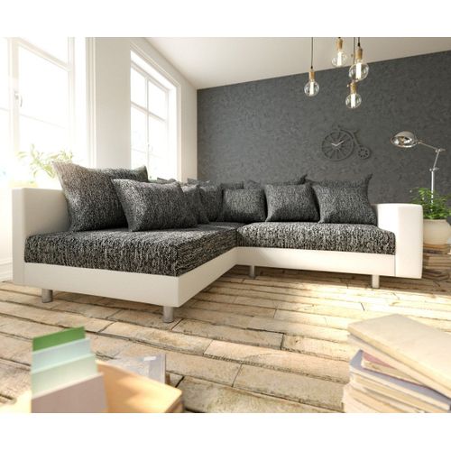 Canapé Clovis Blanc Noir Avec Accoudoir Ottoman Gauche Canapé D'angle Module