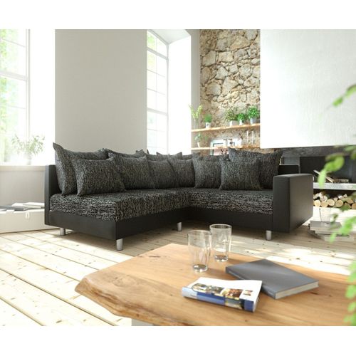 Canapé-Angle Clovis Noir Avec Accoudoir Ottoman Droite Canapé D'angle Canapé Module