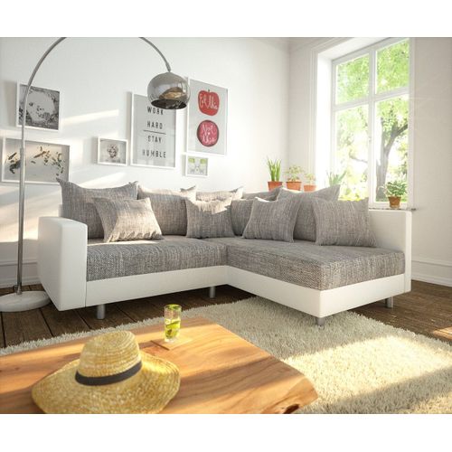 Canapé Clovis Blanc Gris Clair Avec Accoudoir Ottoman Droit Canapé D'angle Modulaire