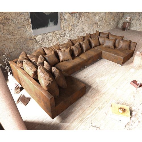 Canapé Clovis Xl Marron Optique Antique Canapé Panoramique Canapé Modulable
