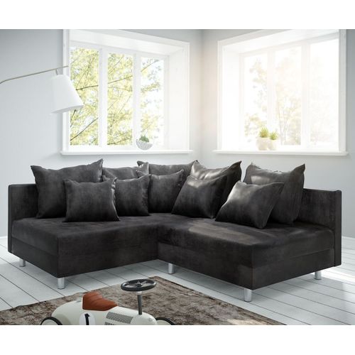 Canapé Clovis Anthracite Look Antique Ottoman Gauche Canapé D'angle Modulaire