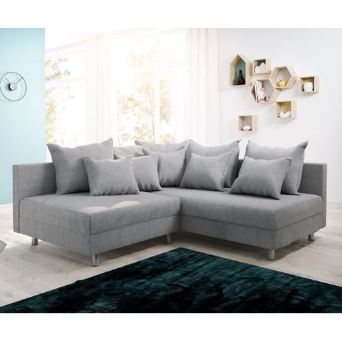 Canapé Clovis Gris Tissu Plat Ottoman Droit Canapé D'angle Modulaire