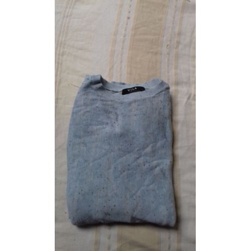 Pull Femme Chiné Bleu Manches Raglans Taille M