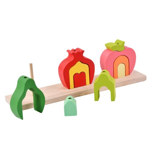 Jouets D'empilage En Bois Pour Enfants, Ensembles D'équilibre De Légumes Et De Fruits, Colonnes, Développement Éducatif De L'éducation Précoce, A