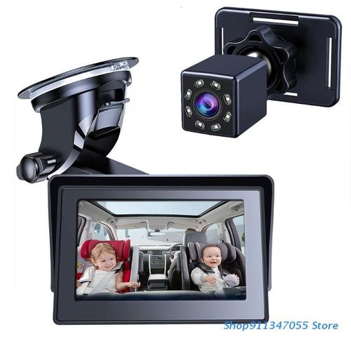 Caméra de rétroviseur de voiture pour bébé, avec écran haute définition de  4.3 pouces, Vision nocturne, tableau de bord rotatif à 360 degrés, face au  siège arrière de voiture